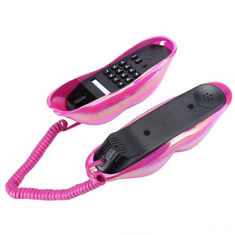 Tonysa WX-3016 Lippentelefon, Galvanisieren Rose Red Einzigartige Lippenform Home Phone Flocking Retro Support Nummer Aufbewahrungsschalter Telefon Dekoration für Home Hotel