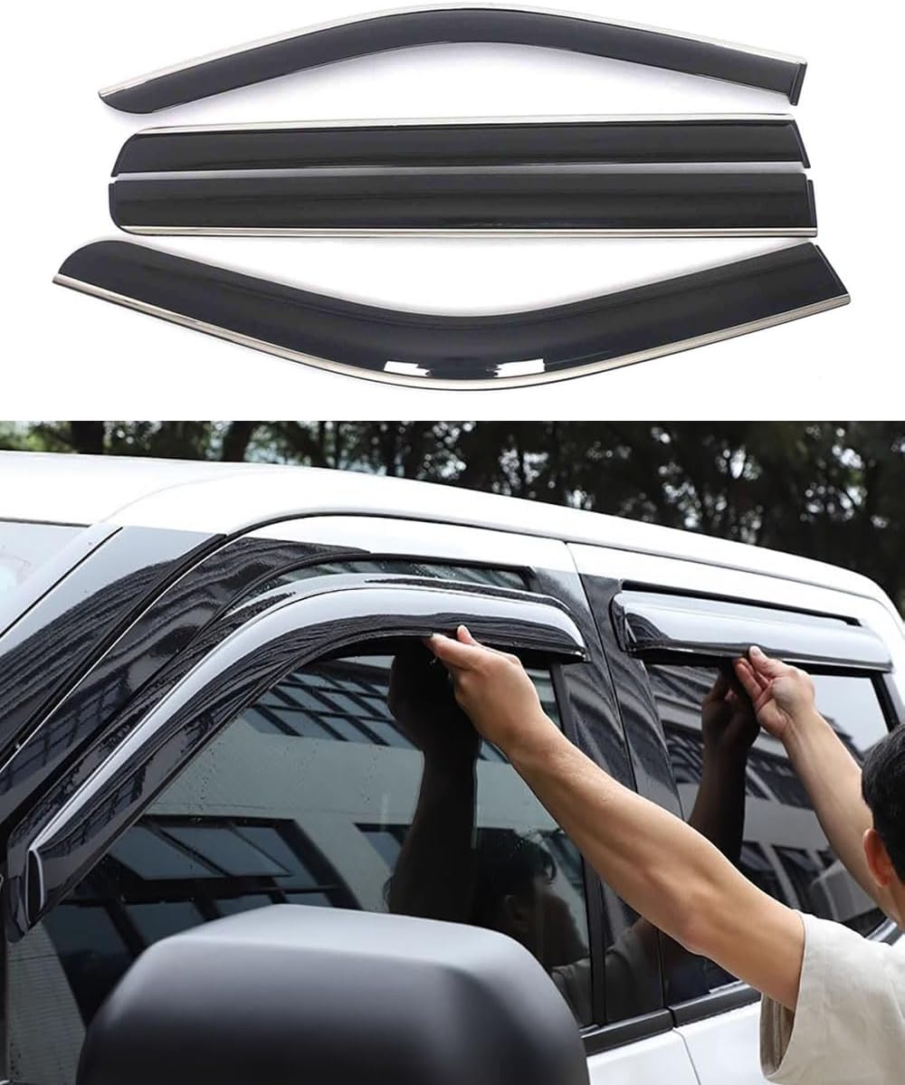 Car Accessories Fit for Toyota Tundra 2022 2023 2024 2025 Polycarbonate Exterior Side Window Vent Visor Deflectors Rain Guards Cover Trim 4PCS Set