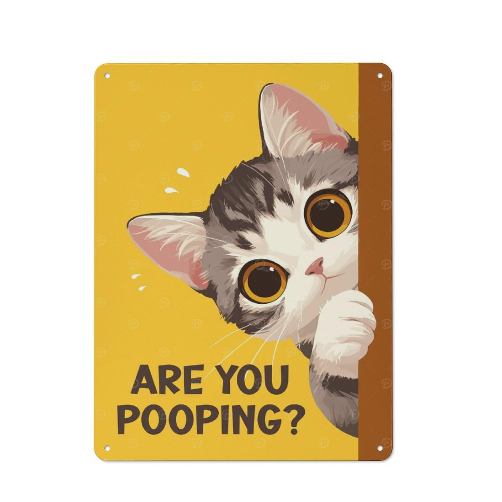 Junmoney Are You Pooping Tabby Cat Metal Plaque 40X30cm With For Garage Wall, Vintage Decor, Autumn Home Decor For Collectors Of Metal Signs