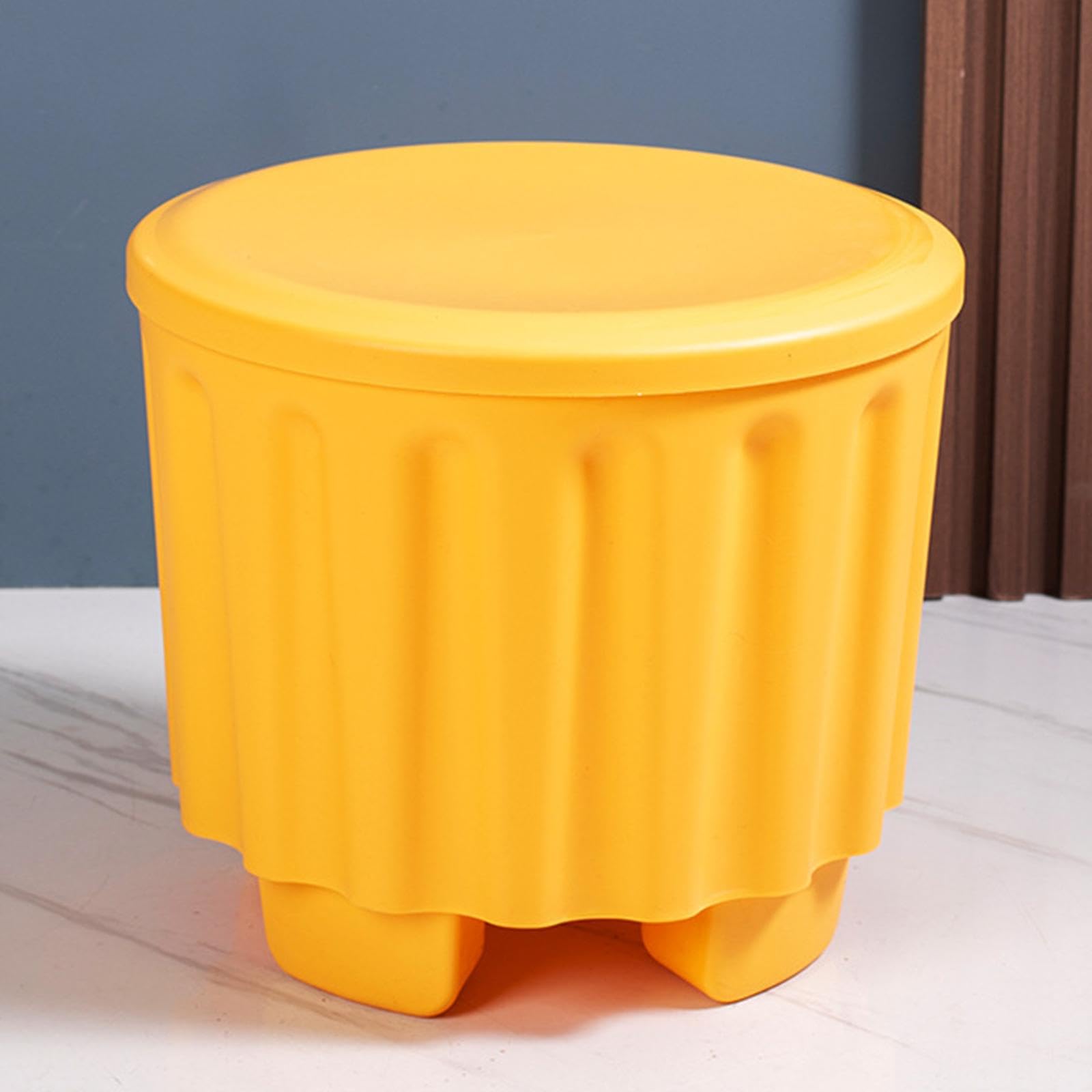 Pouf Contenitore, poggiapiedi, Sedia da toeletta per Bambini e Adulti, Sgabello per Cambio Scarpe per corridoio, Camera da Letto, Soggiorno, Giallo