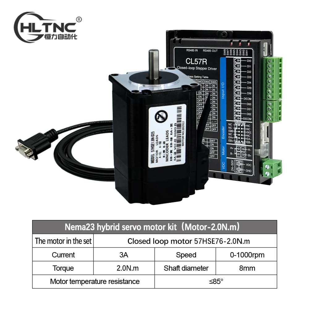 Nema23 Closed Loop Stepper Motor + CL57R Motor Driver + 3meters RS485 Communication Cable (57HSE76)