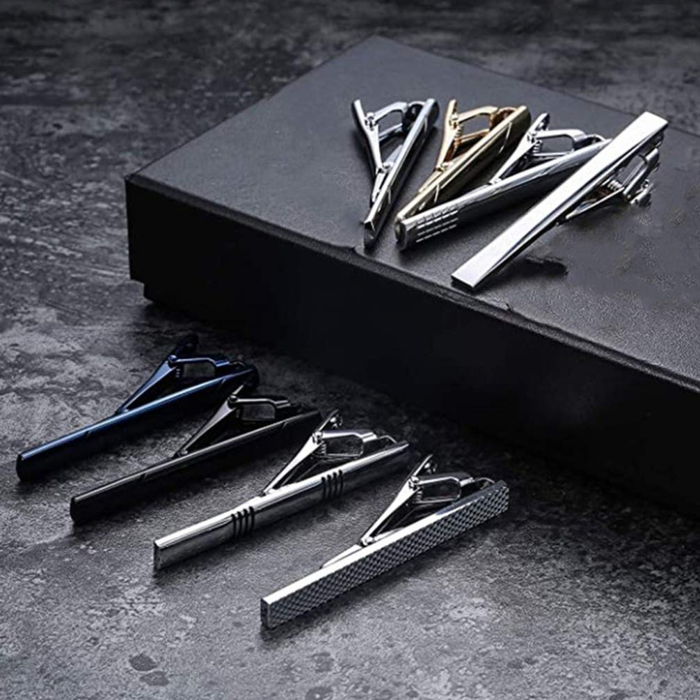 Holibanna Black Tie Tacks for Men 8pcs Tie Clip Set Men's Fashion Suit Accessories
