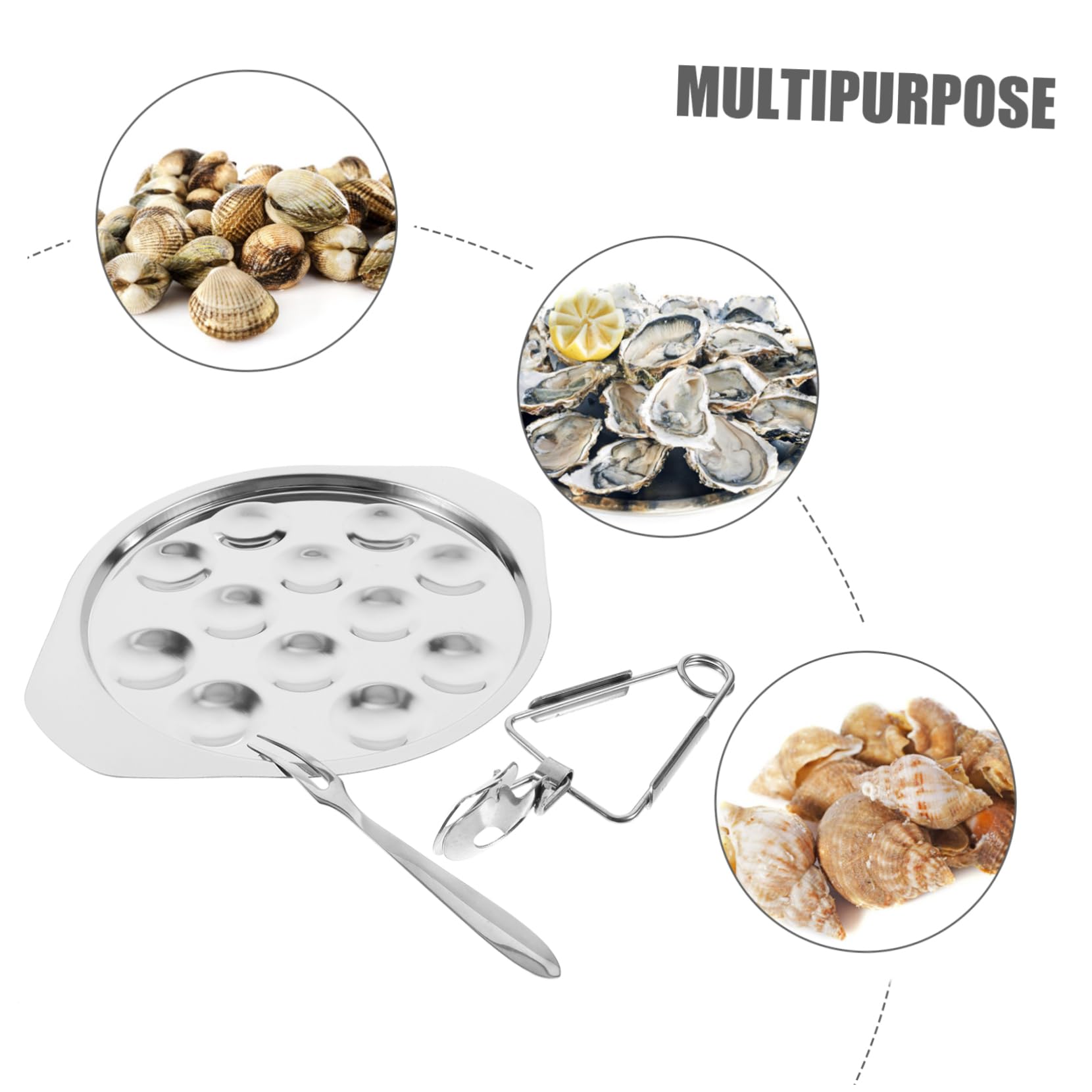 Plato para Mariscos Acero Inoxidable 12 Compartimentos, Diseño para Caracoles, Apto para Aperitivos y Ensaladas, Uso Doméstico y Restauración