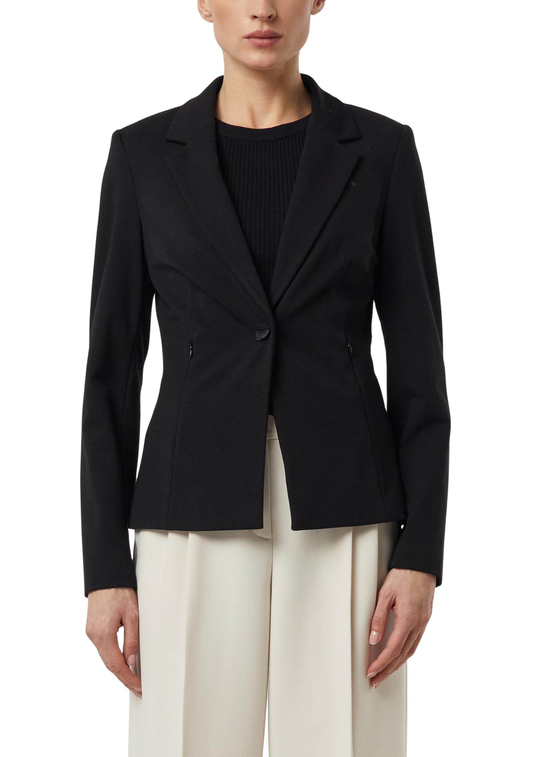 Comma Damen Blazer – Taillierter Jersey mit Reißverschlusstaschen