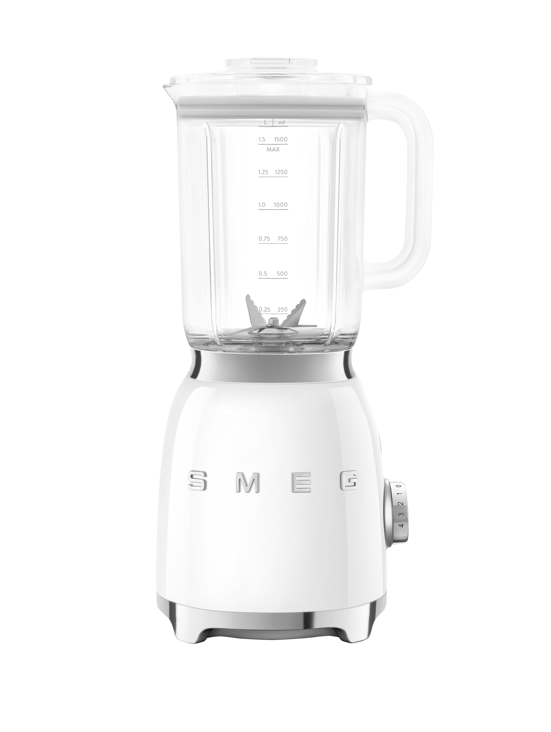 Photo 1 of **DIRTY/USED**
SMEG BLF03 Retro Style Blender – 600W Countertop Blender with 48 oz BPA-Free Jug, 3 Speeds + Pulse, Ice Crush & Smoothie Functions – 50s-Inspired Design-White