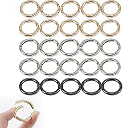 FANGCUU カラビナ 丸 20×13mm 丸型スプリングカラビナ 金属リング 軽量カラフルキーホルダー 開口式フック 金色·銀色·ガンメタ 各色混合 バッグ·ストラップ·アクセサリーパーツ用