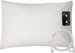 Silver Conductive Grounding Pillowcase with Grounding Connection Cord for Better Sleep Fits Queen Size Safe(20X30in) 1PCS