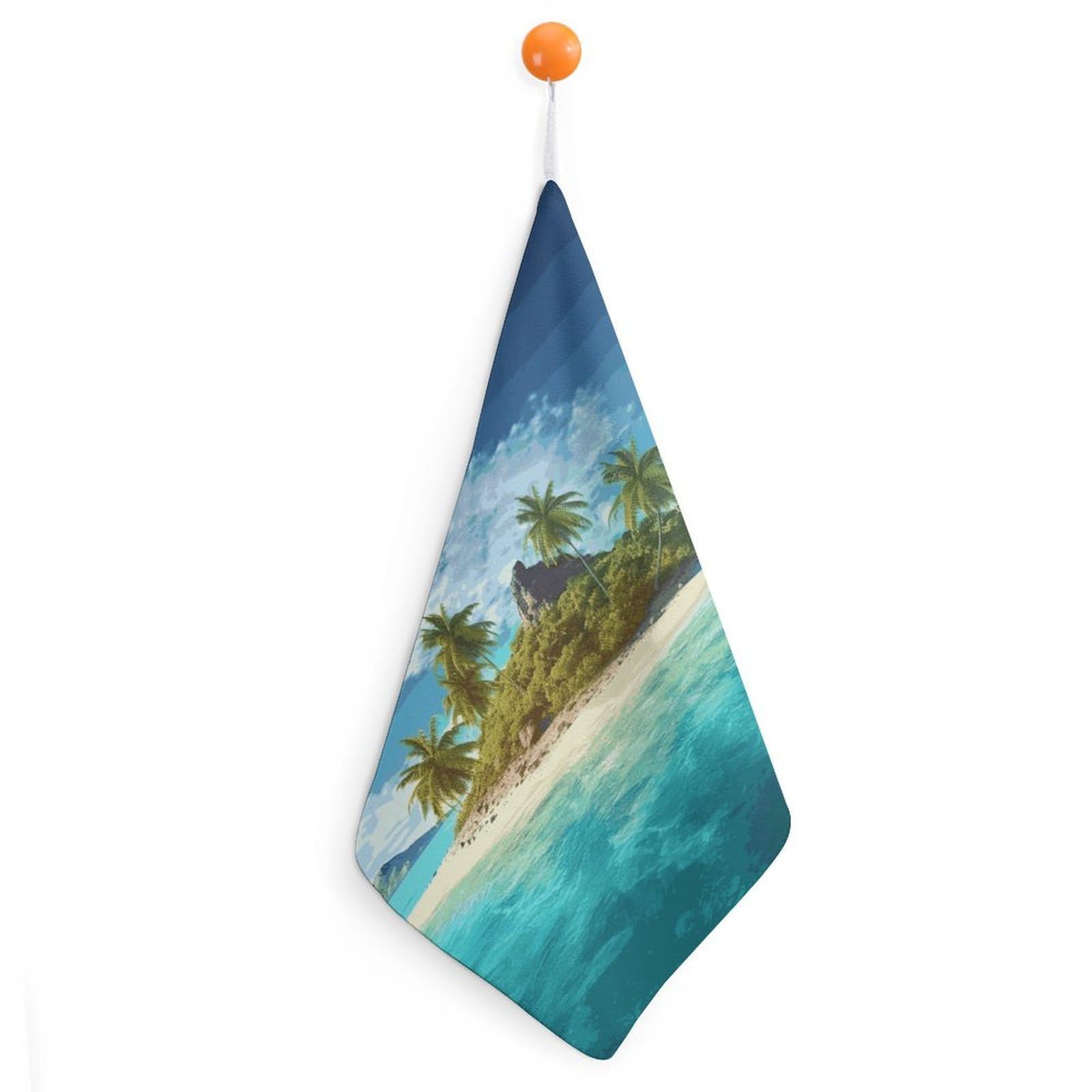 LDGSUPH Tropical Island Hand Towels Fashion Hand Face Towel with Hanging Strap Absorbent Soft Decorative Towel Fade Resistant Cozy Face Cloths for Kitchen Gym Bathroom Towels 1PCS