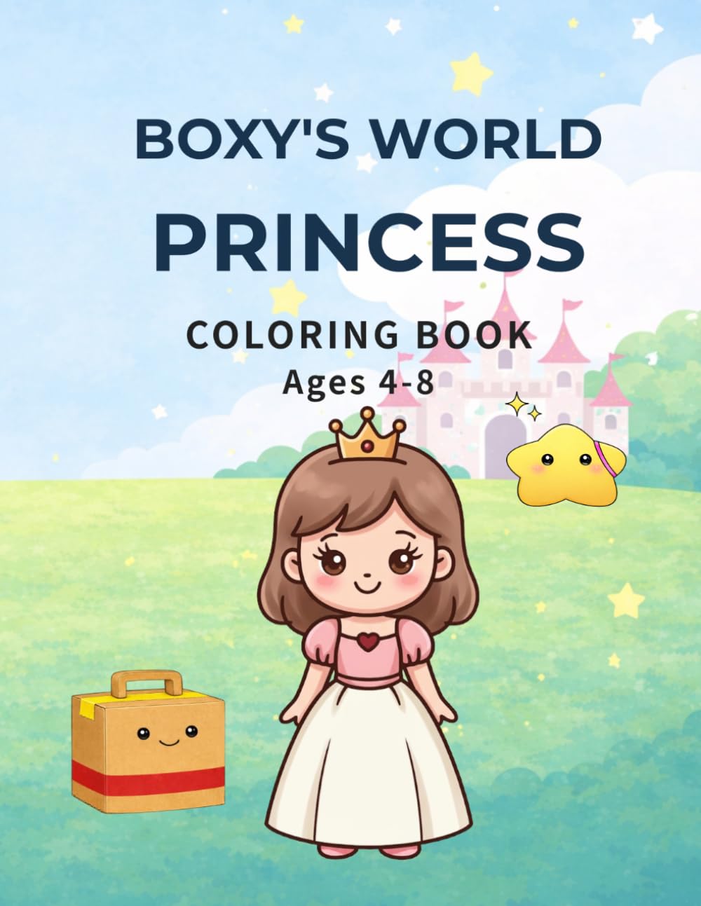 BOXY’S WORLD: PRINCESS COLORING BOOK: Cute and Simple Coloring Book for Kids Ages 4–8 | Easy and Fun Princess Designs