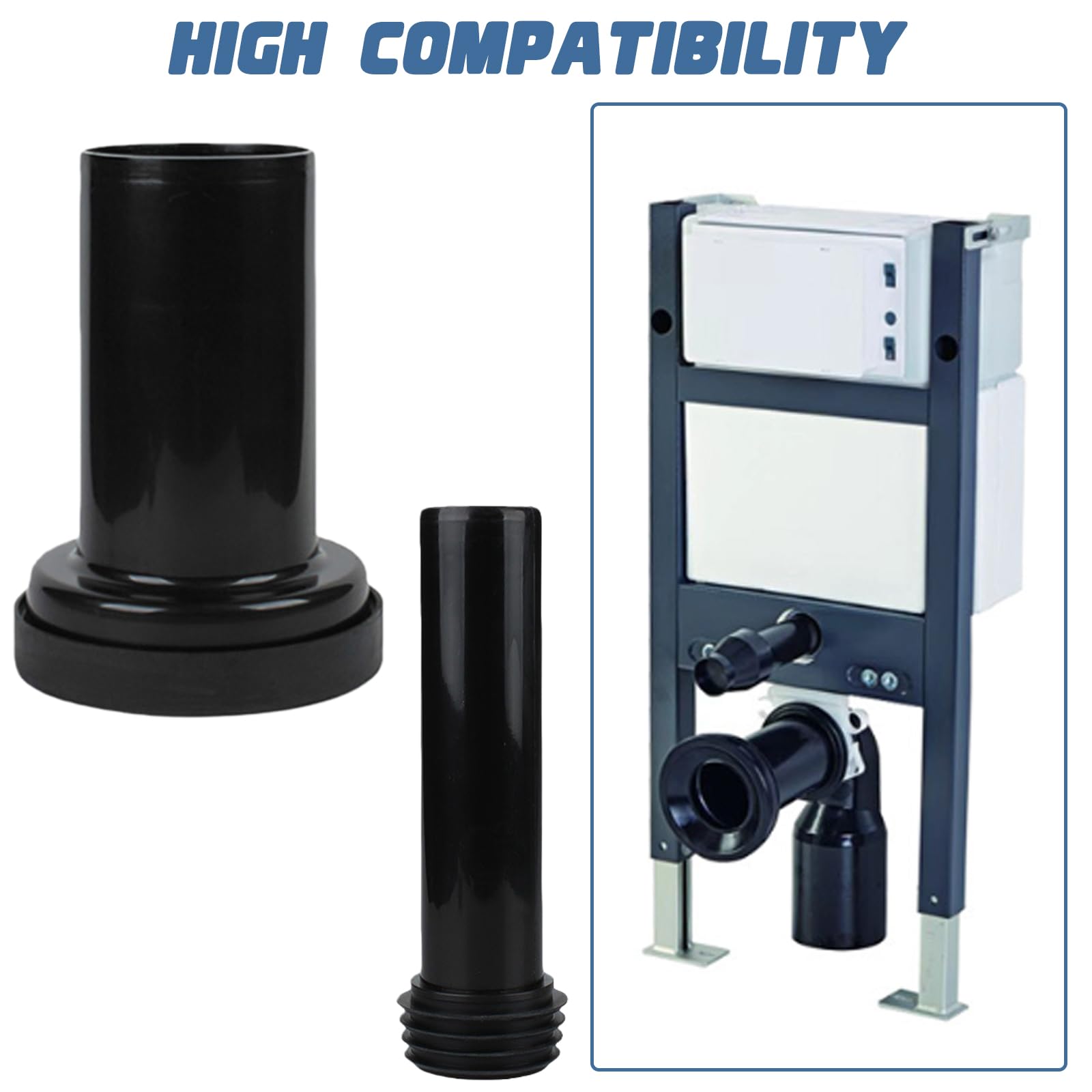 Juego de conexión para inodoro de pared, diámetro de tubo de polietileno 90/110, longitud 180 mm, con doble junta especial, accesorios de montaje, compatible con Geberit 152.426.46.1