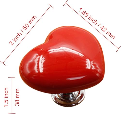 Miniatura 2 de HUAMULAN 8 pomos de cerámica brillante en forma de corazón para gabinete, aparador para niños, tiradores de puerta, armario, cajón, placa trasera,