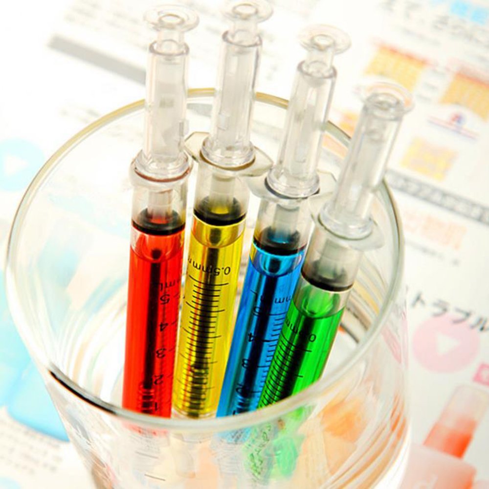 MINGZE Fake Needle Syringe Ballpoint Pens, Writes in Blue or Black Ink, School Supplies - Image 3