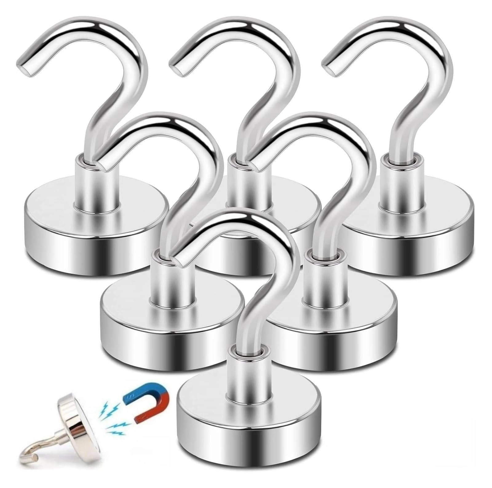 Ganci Appendiabiti 1-80 Pezzi Ganci Magnetici Resistenti Portaoggetti Multiuso For Cucina Domestica per bagno o cucina(40PCS)