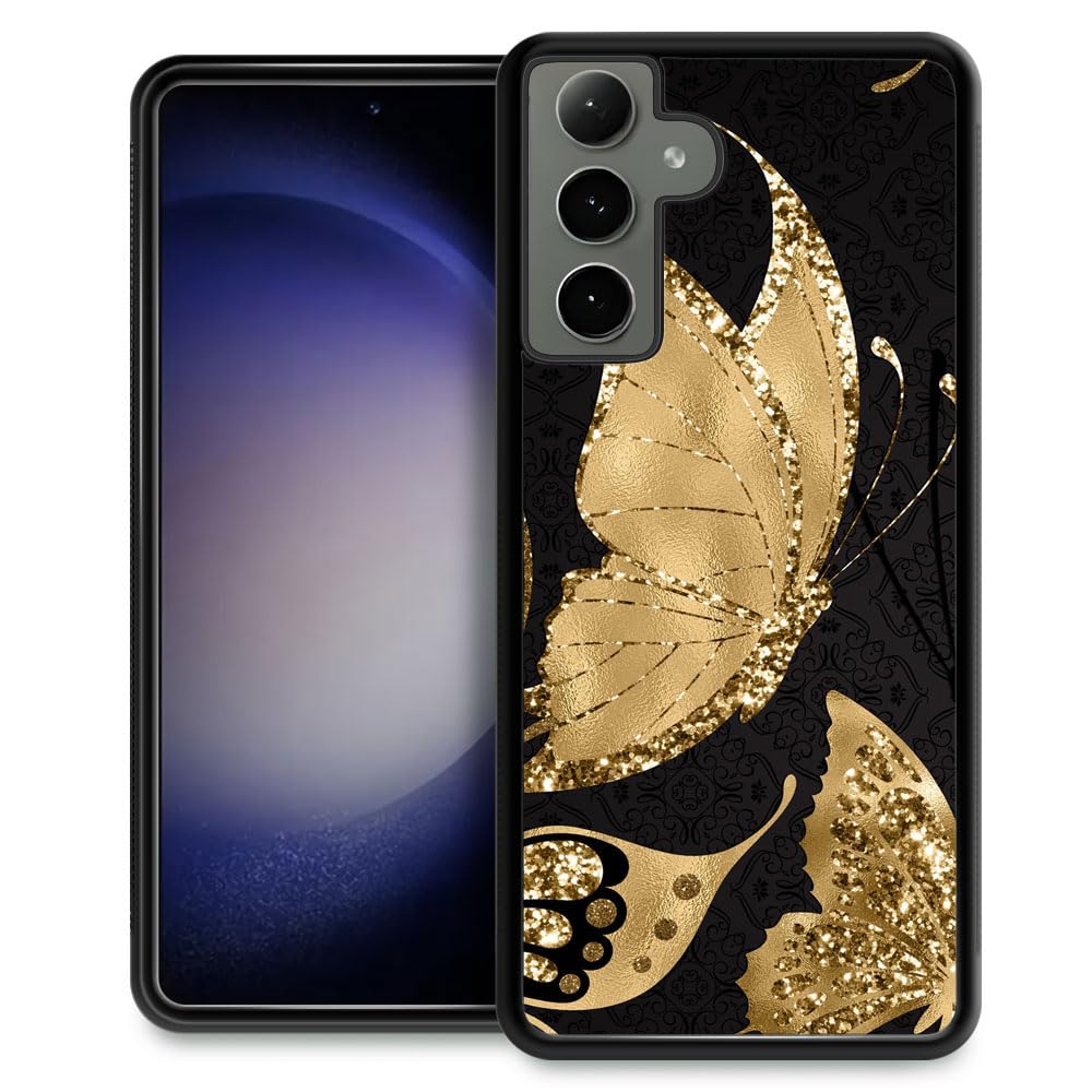 Coque Samsung S24 Plus papillon doré de luxe finition robuste