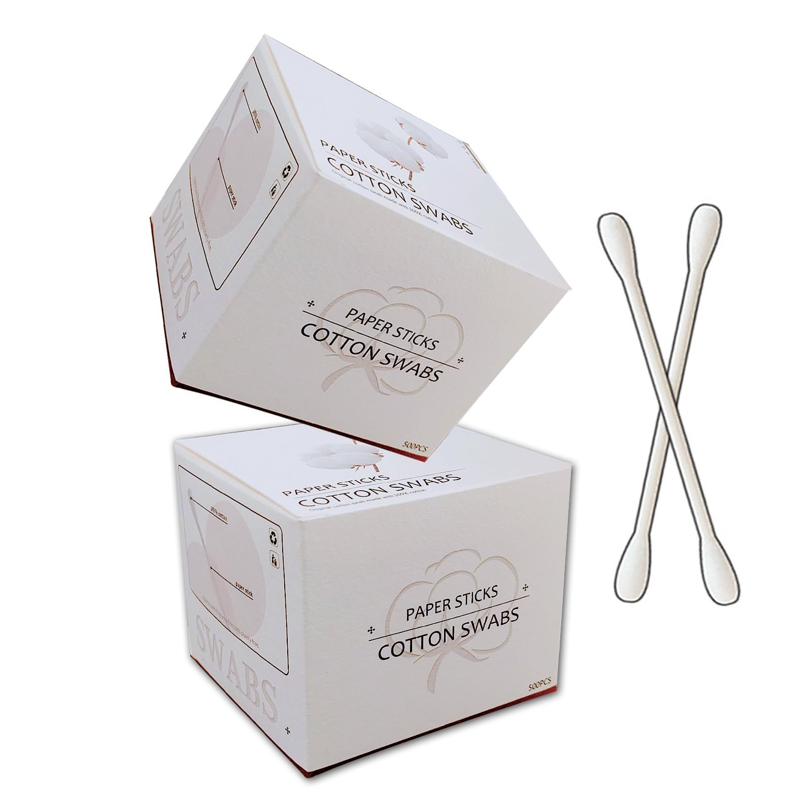 Natural Paper Cotton Swabs 1000ct, Double Tips Cotton Buds for Personal Care
