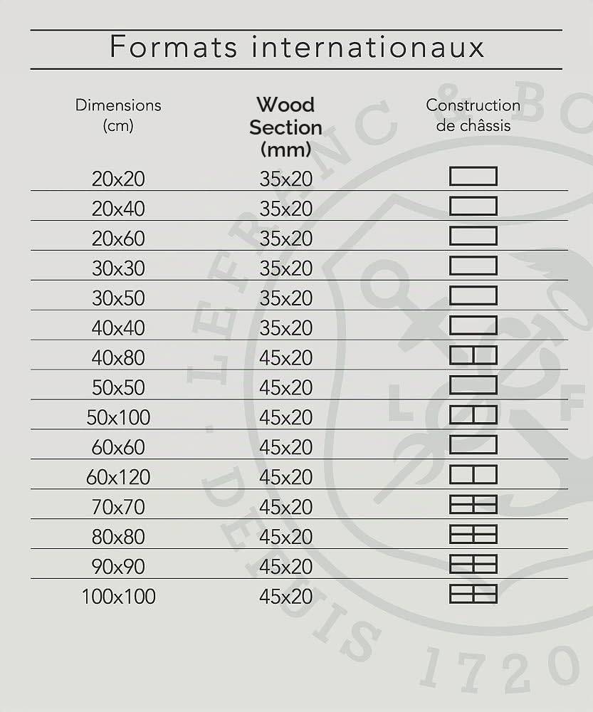 Lefranc Bourgeois 111253 – Châssis entoilé 100% lin de qualité supérieure, prêt à l’emploi avec gesso au dioxyde de titane, cloué sur le côté sur bois massif de pin – 60 x 120cm