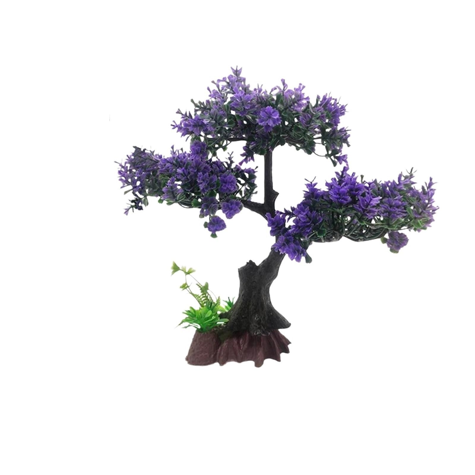 JTKSSCS Aquarium Plants Fish Tank Decoration Aquarium Artificial Plastic Plants Cherry Blossom Tree & Grass Decor(Purple)
