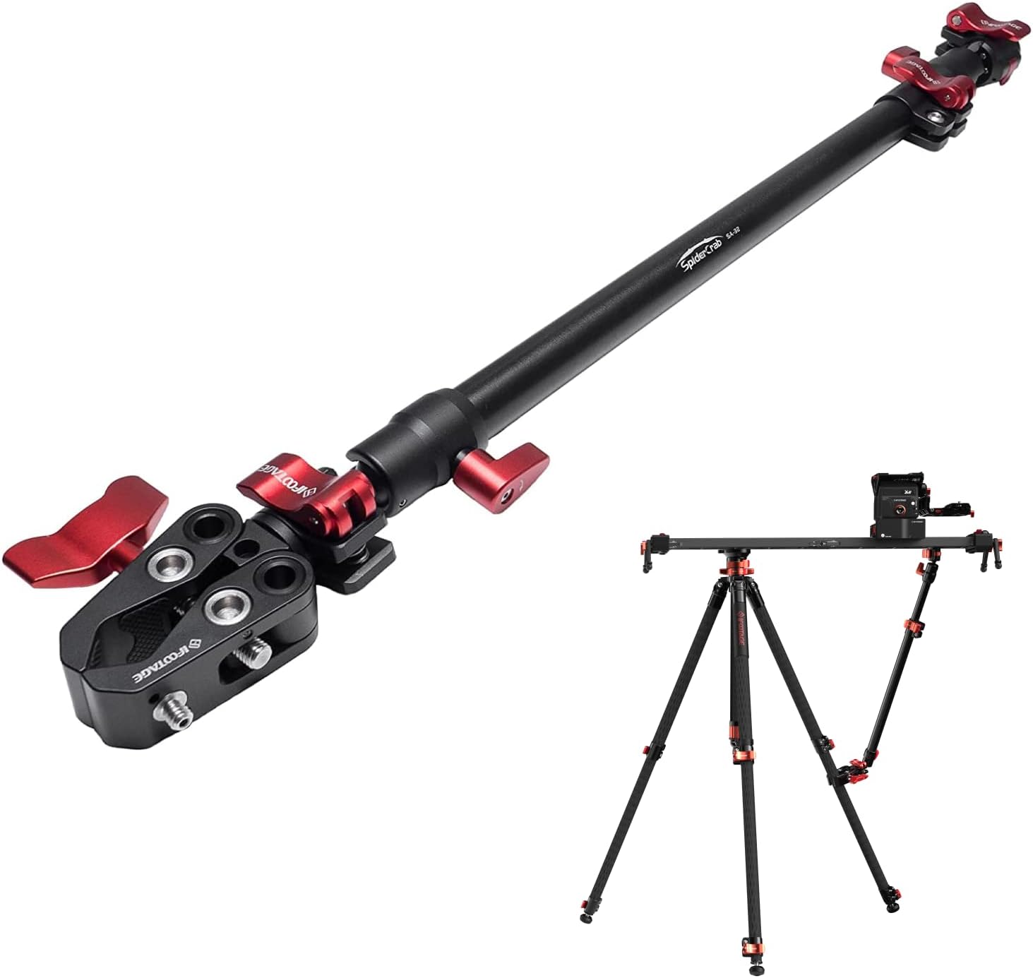 Camera Slider Support Arm Stabilizer SA-32, 32" Length Adjustable Telescoping Support Rod with C Clamps and Quick Release Ballhead for Camera Video Slider Rail and Tripod