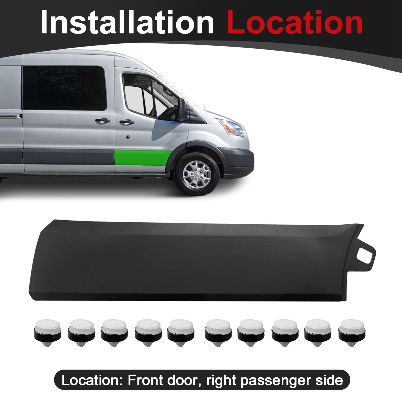 BK3Z6129077AE Left Side Door Trim Molding For 2015-2019 Ford Transit 150 250 350