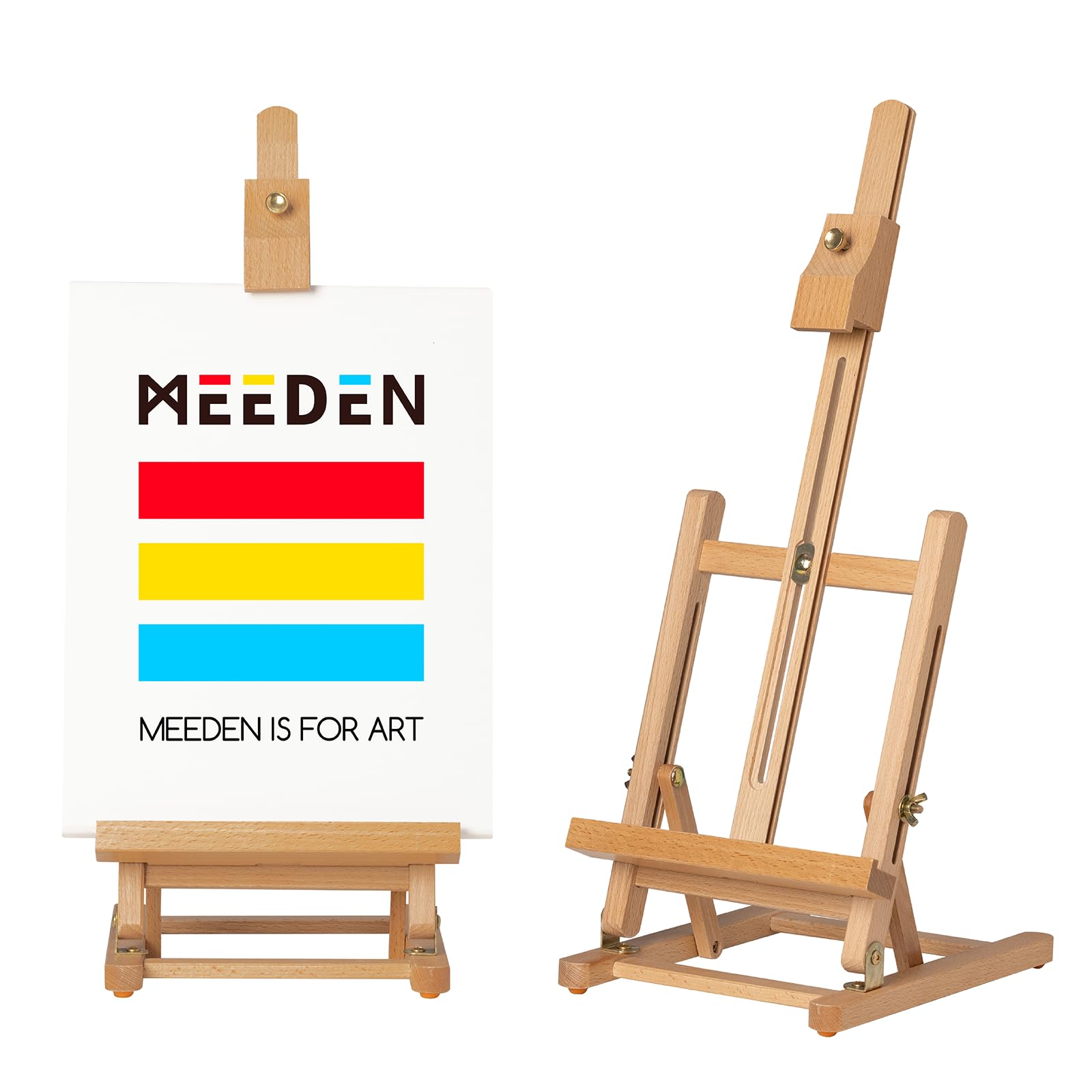 MEEDEN Caballete de Mesa Ajustable en Madera de Haya - Soporte Tipo H para Lienzos hasta 40 cm, Ángulo 0-90°, Ideal para Pintura, Dibujo y Exposición de Obras