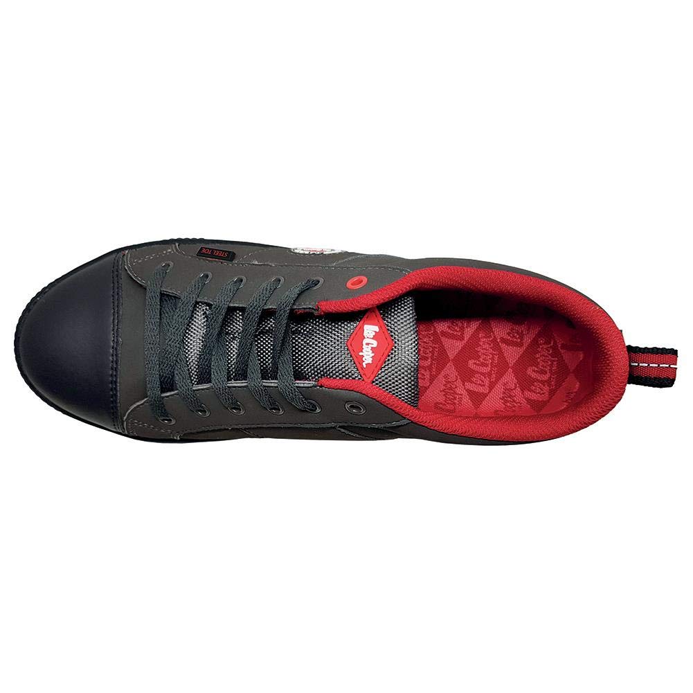 Lee Cooper ‎LCSHOE054 Unisexowe obuwie ochronne robocze SB/SRA w stylu retro baseball nowoczesny design buty robocze BHP, Szary, 38 EU