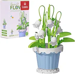 Blocos de Montar Flor no Vaso Lirio-do-Vale Decorativo - Castela