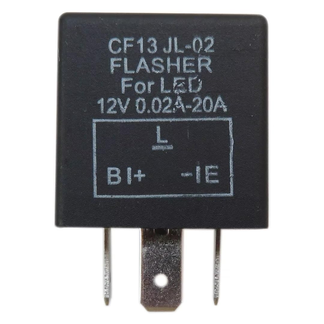 CF13 JL-02 3-Pin LED Flasher Relay For Turn Signal Hyper Flash Fix - Compatible With 2015 Chevrolet Silverado 1500 & More