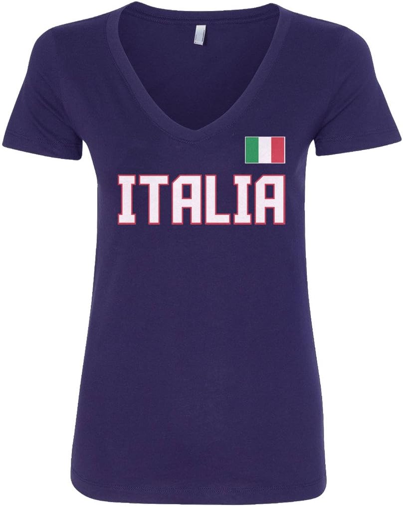 Threadrock Women's Italia National Pride V-Neck T-Shirt