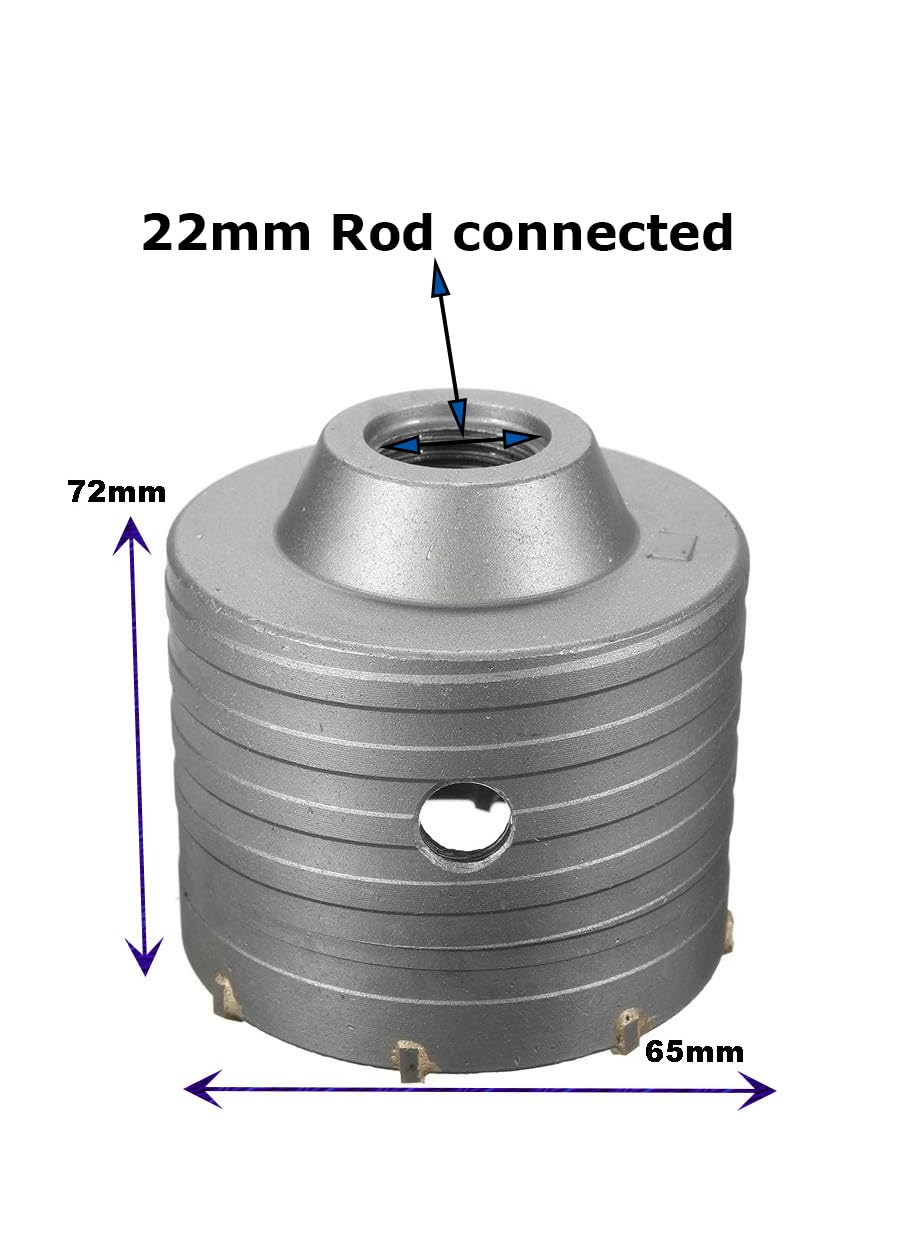 Inditrust Sds Shank Concrete Wall Drill Bit Hole Saw Cutter, 400 Mm Connecting Rod (65mm bit 400mm rod) 2