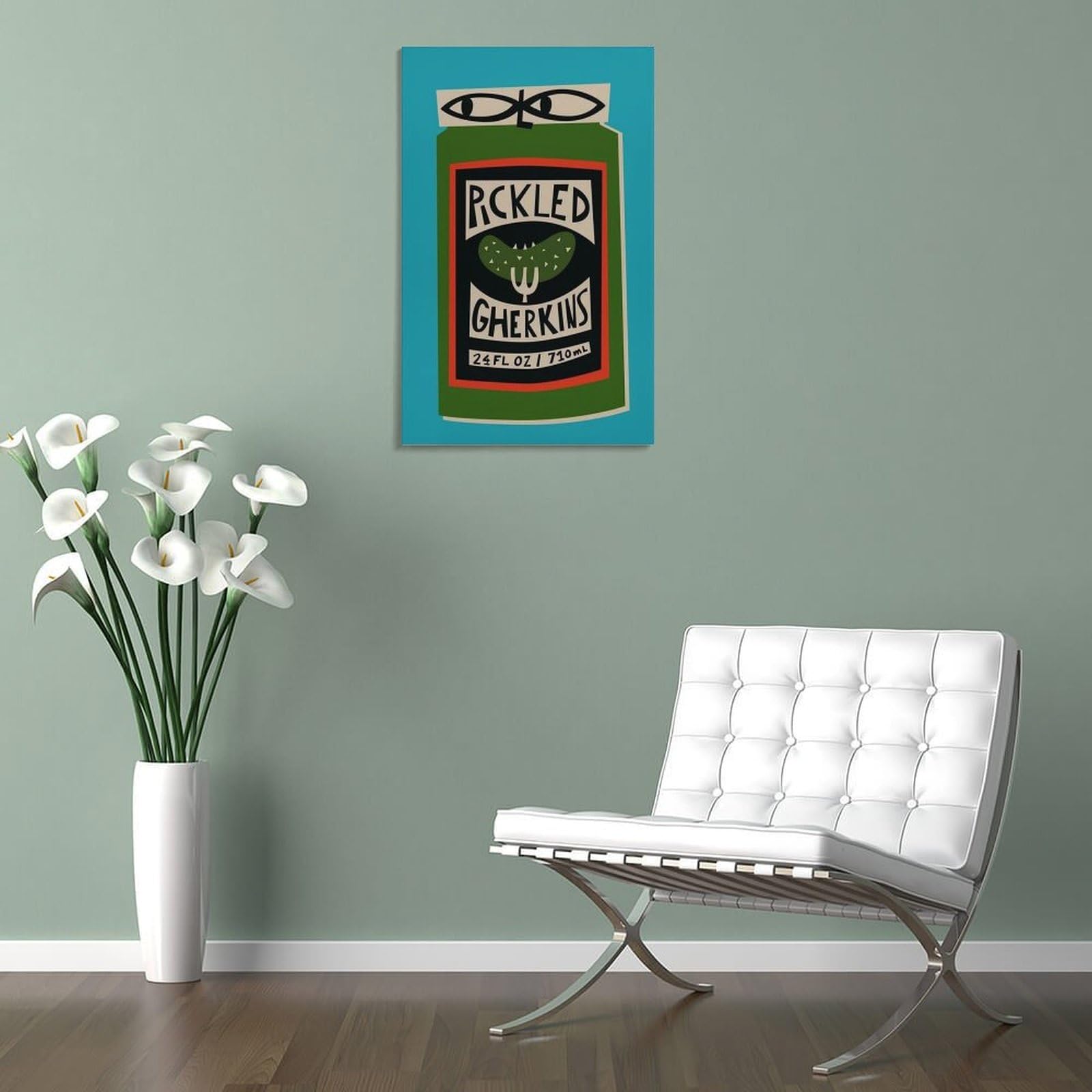 QOGDAF Bild mit eingelegten Gurken auf Leinwand, Wanddekoration, Gemälde für Wohnzimmer, Schlafzimmer, 50 x 75 cm