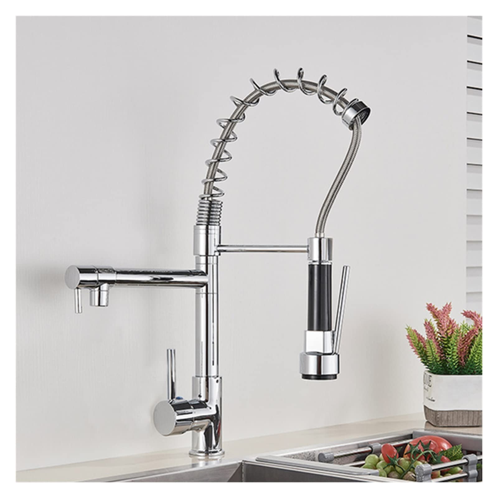 Robinet de cuisine mitigeur chrome au design épuré et finitions soignées