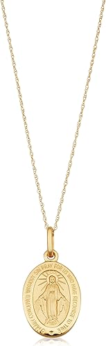 Collar de cadena ovalada de 14 quilates con cuerda de medalla milagrosa de 0630in 18 pulgadas de oro amarillo de 0630in Oro No es una piedra preciosa