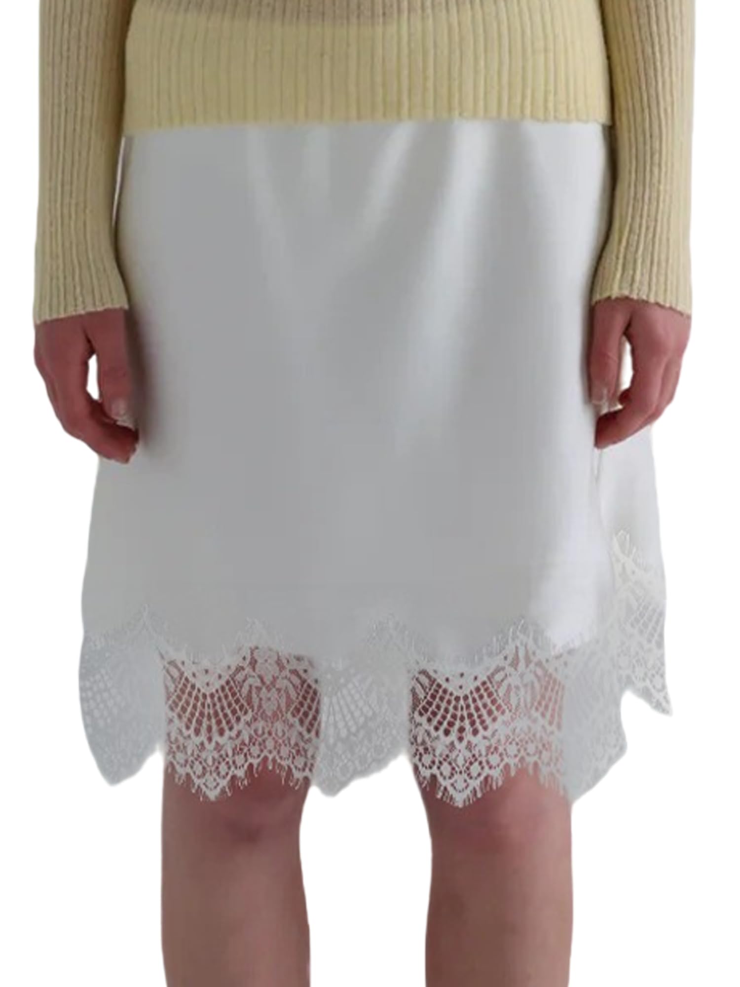 Sexy Outfit Damen-Halbslip aus Satin mit Spitzenbesatz, elastischer Taille, kurzer Unterrock, Petticoat für Unterkleider, weicher Slip-Rock in den britischen Größen 6–24