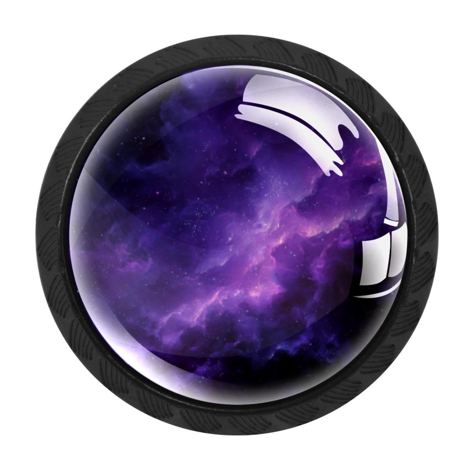 Chenzzzz Multicolored 12 Nebula Purple Galaxy (2) Drawer Knobs Pull Handle Crystal Glass Circle Shape Cabinet Drawer Pulls Cupboard Knobs With Screws For Kitchen Cupboard Dresser Wardrobe Etc