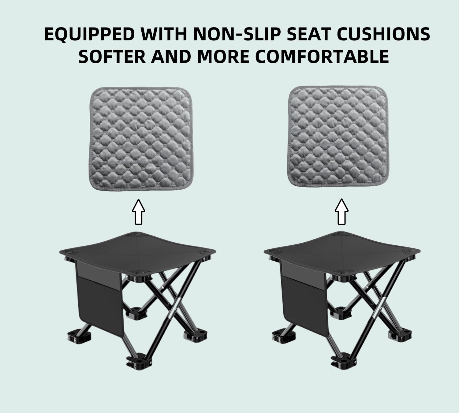 Paquete de 2 taburetes portátiles de camping de 13 pulgadas (negro), taburete con bolsa de transporte, conveniente para viajes, barbacoas, pesca, senderismo, taburete plegable al aire libre