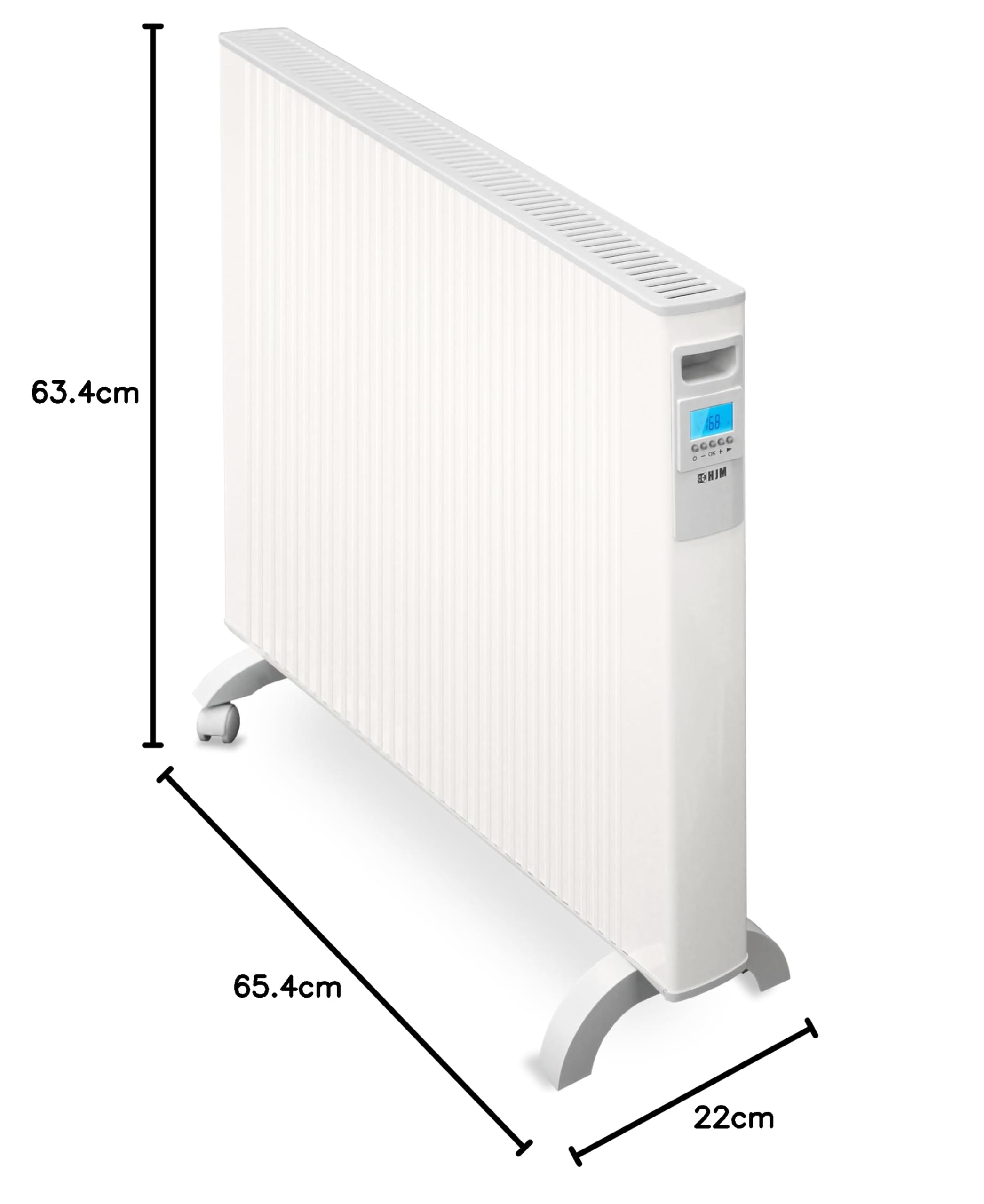 HJM Emisor Térmico de Bajo Consumo AMS 1500, Calor Rápido, Programación 24/7, Funciones de Ahorro, Turbo Programable, 1500W, Blanco