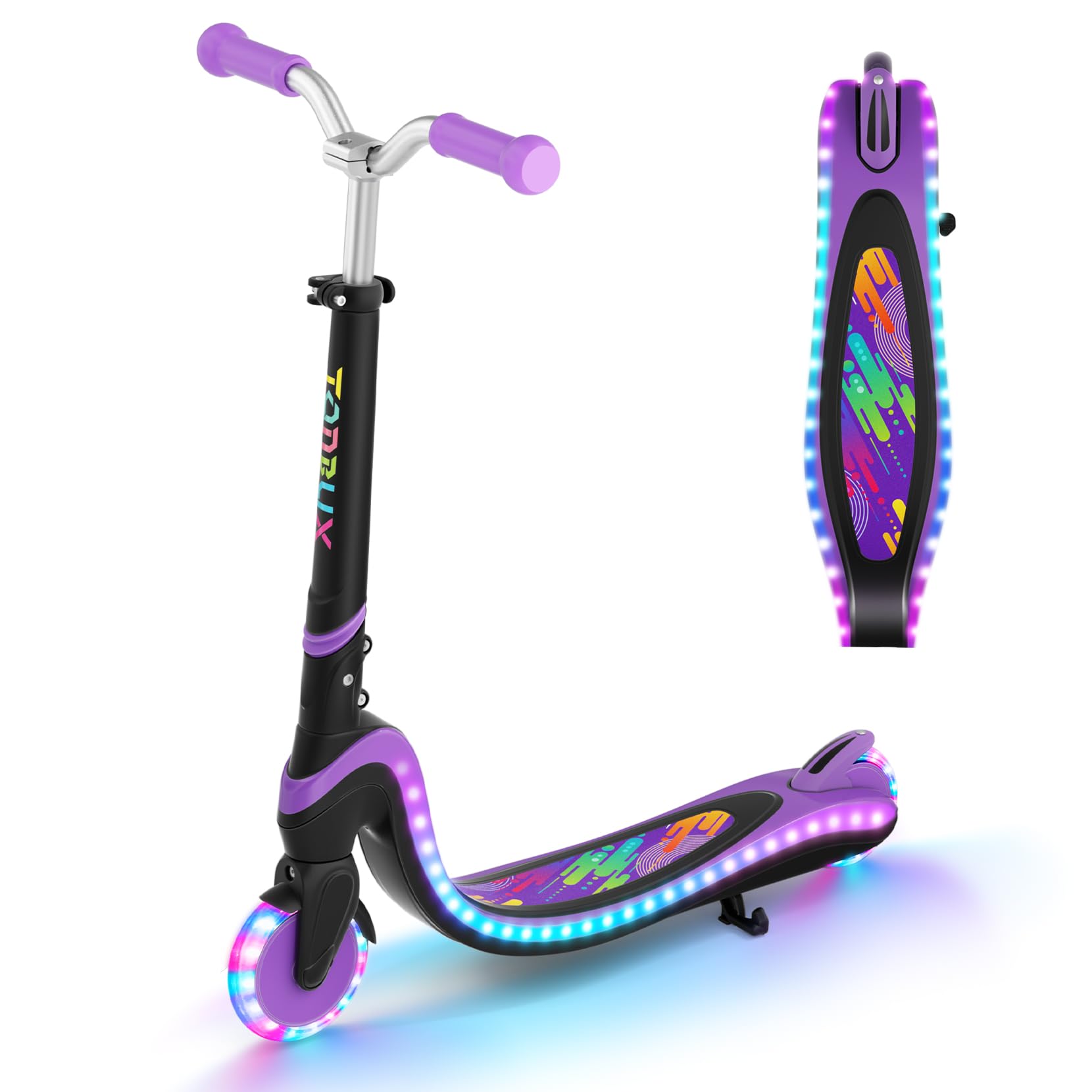 TONBUX Kids Scooter from 3 to 12 Years with Illuminated Deck and Polyurethane Wheels, 3 Levels of Height Adjustable with Stand, Lightweight, Scooter for Children 3 Years Old