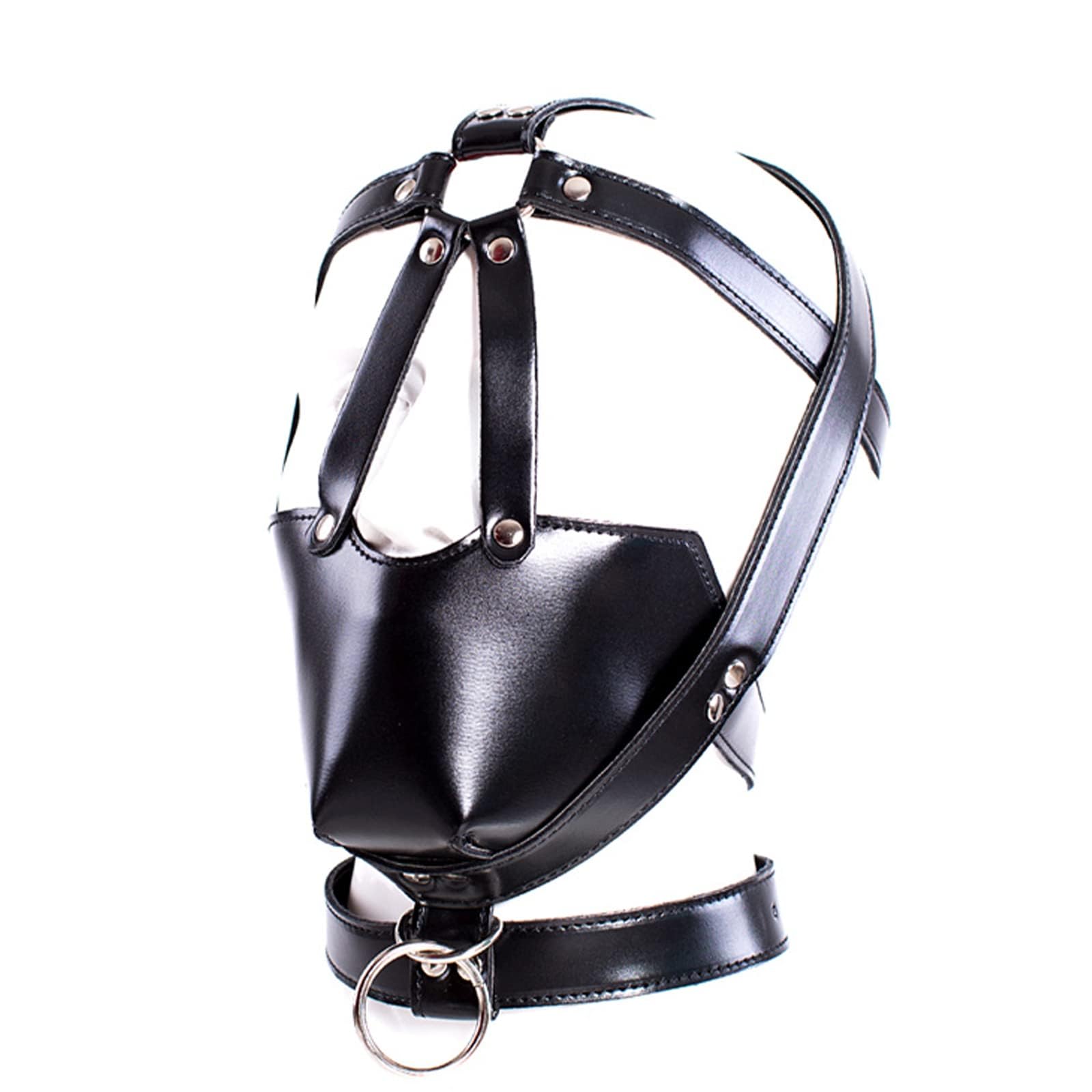 BDSM Bondage Kopf-Geschirr Fetisch Maulkorb mit Halsband und Metall O-Ring SM Leder Pferdekopf Fesselgurte Maulsperre Bondage Einstellbar Sklaven Flirten Sexspielzeug für Paare Frauen Männer