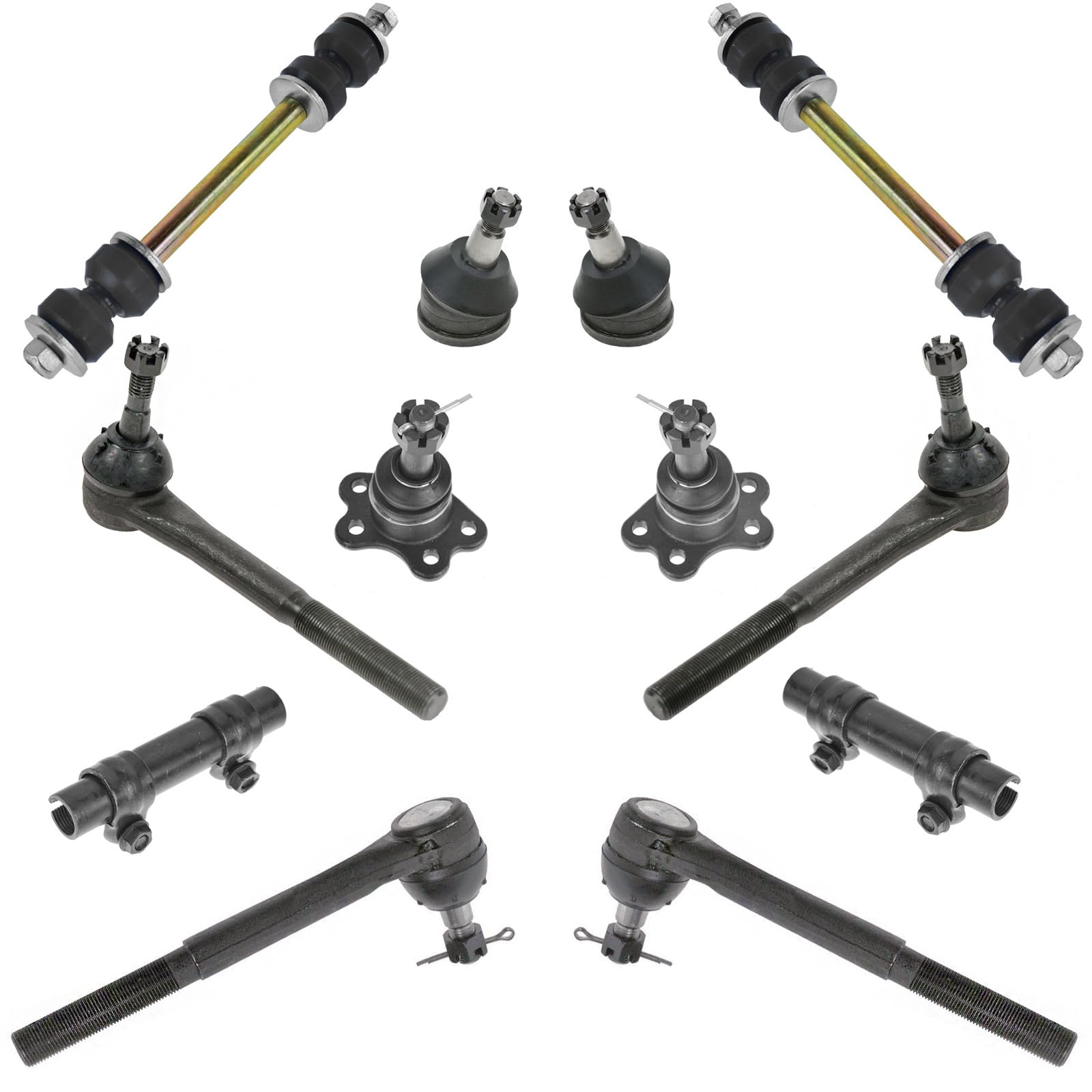 TRQ Front Steering & Suspension Kit Ball Joint Sway Bar Stabilizer Link Tie Rod Tie Rod Adjusting Sleeve Compatible with 1996-2002 Chevrolet Express 1500 Express 2500 GMC Savana 1500 Savana 2500