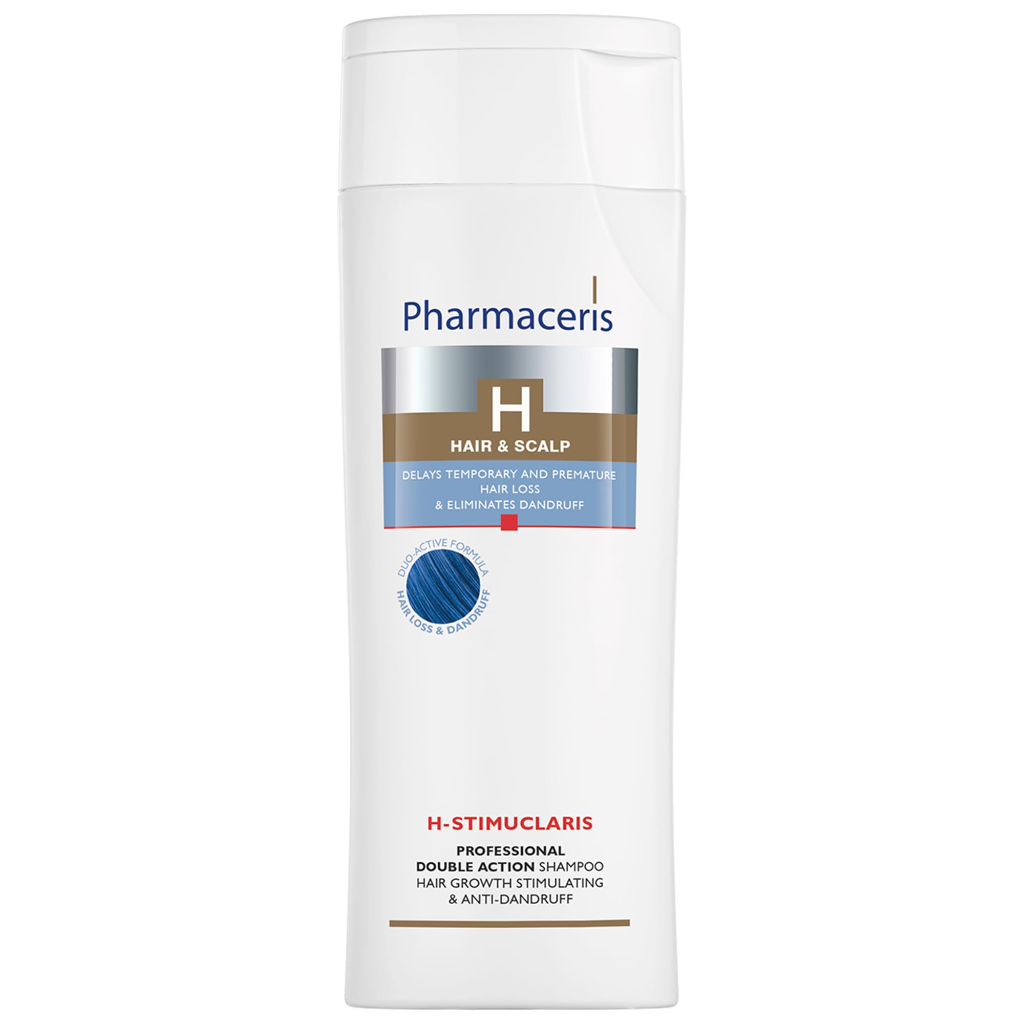 Pharmaceris H Stimuclaris, Double Action Shampoo, Haarwachstum Stimulierendes und Anti-Schuppen-Shampoo, gegen Fettiges Haar, Haarpflege für Frauen und Männer - 250 ml