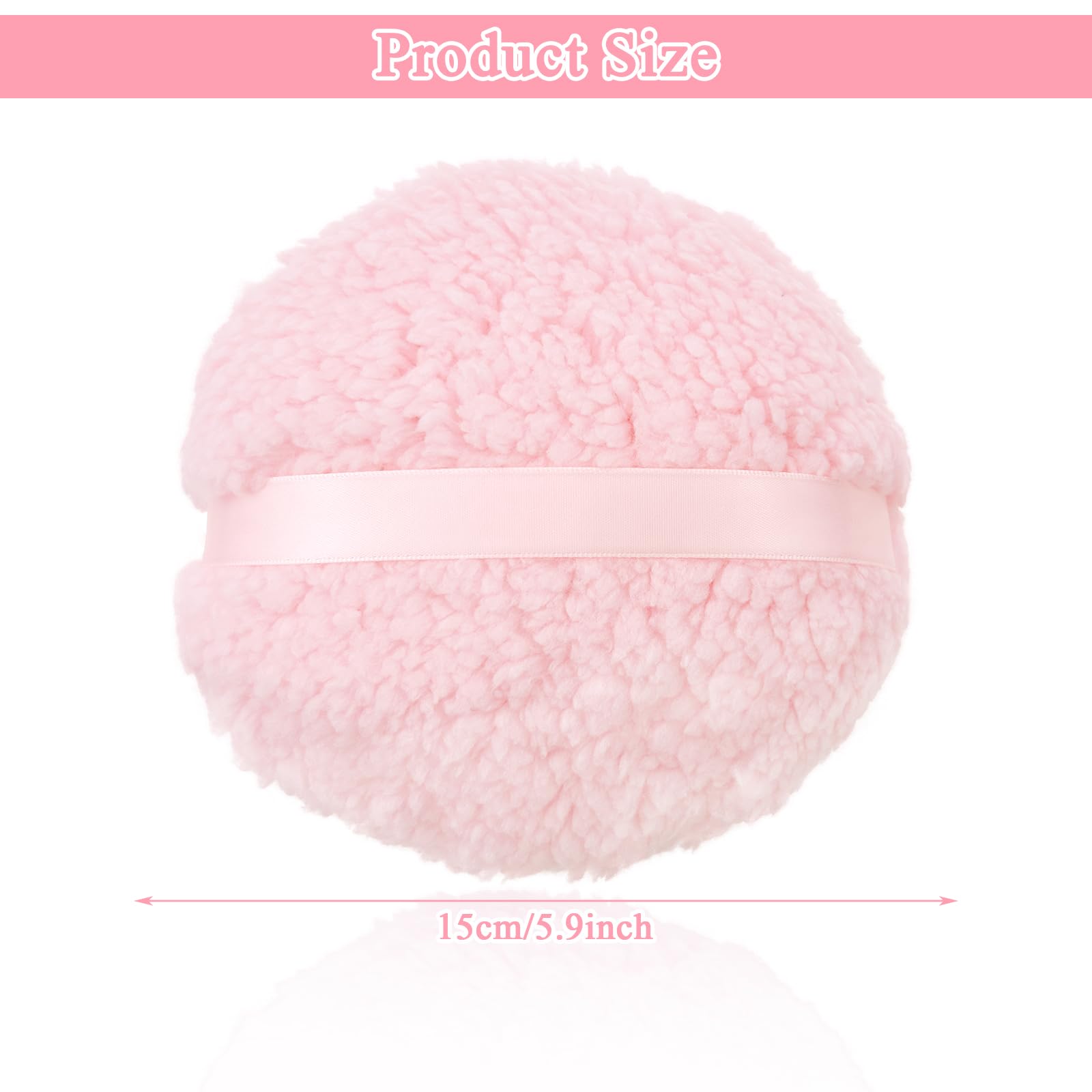 2PCS 6 inch Large Powder Puff,Velvet Dust Puff Ultra Soft Washable Large Round Velour Powder Puff - Image 2