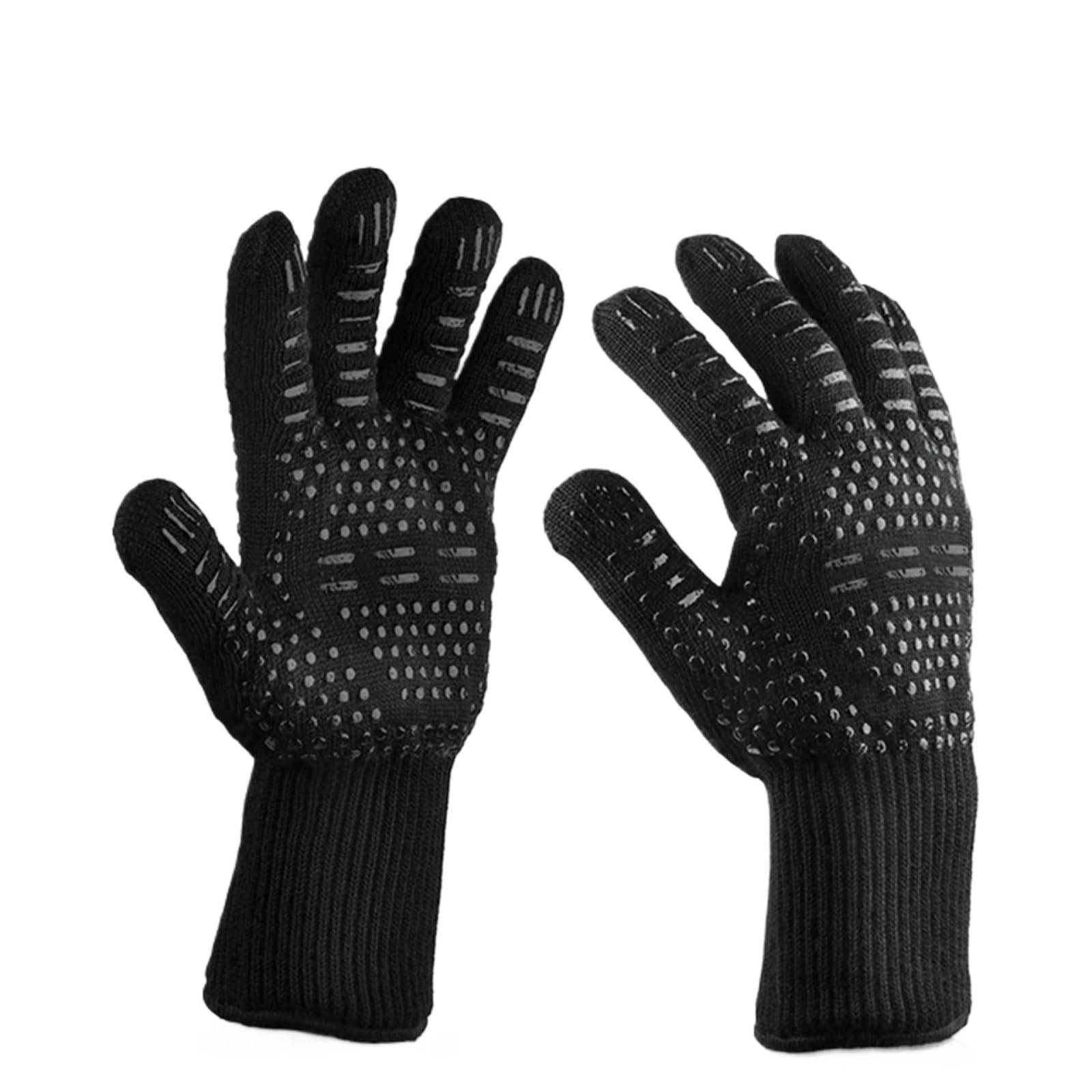 Guantes ignífugos de Cocina, Guantes Silicona Gruesos Resistentes al Calor for Barbacoa, Manoplas for Parrilla, for Lavar Platos, Hornear, Horno, for Asar para Barbacoa(1Pair Black Dot)