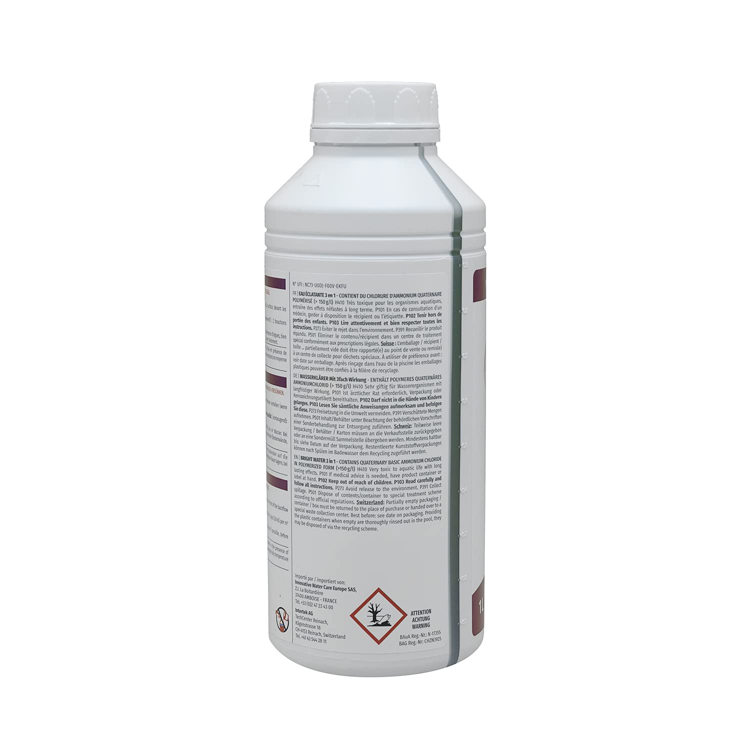 HTH Spa Eau ECLATANTE 3 en 1 Liquide - 1L | Clarifiant - Non moussant + 10 Tests HPS OFFERTS 6 en 1