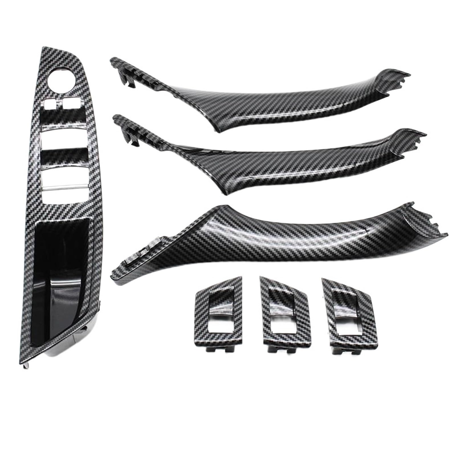 LVXVMOZEOK Interior Door Handle Armrest for 5 Series for F10 for F18 for 523 for 525 for 528 Left Drive LHD Car Interior Door Handle Pull 7PCS Set(Model A Carbonfiber)