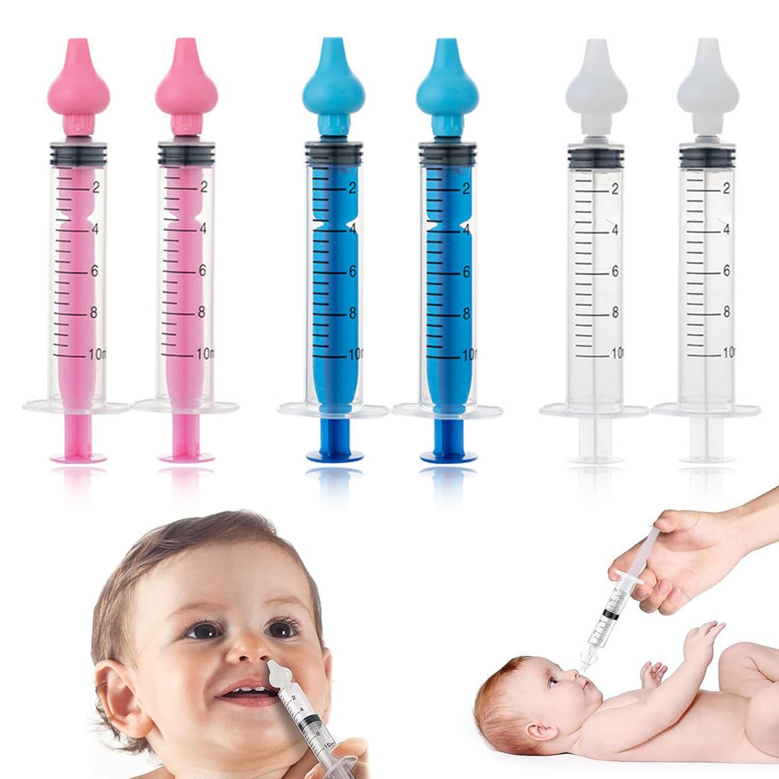 6 Pcs Nasal Aspirator for Baby, Nasal Aspirator Babies, Nasal Aspirators, Silicone Nose Cleaner Safe 10ml, Reusable Nasal Irrigator for Babies, Safe Nose Cleaner