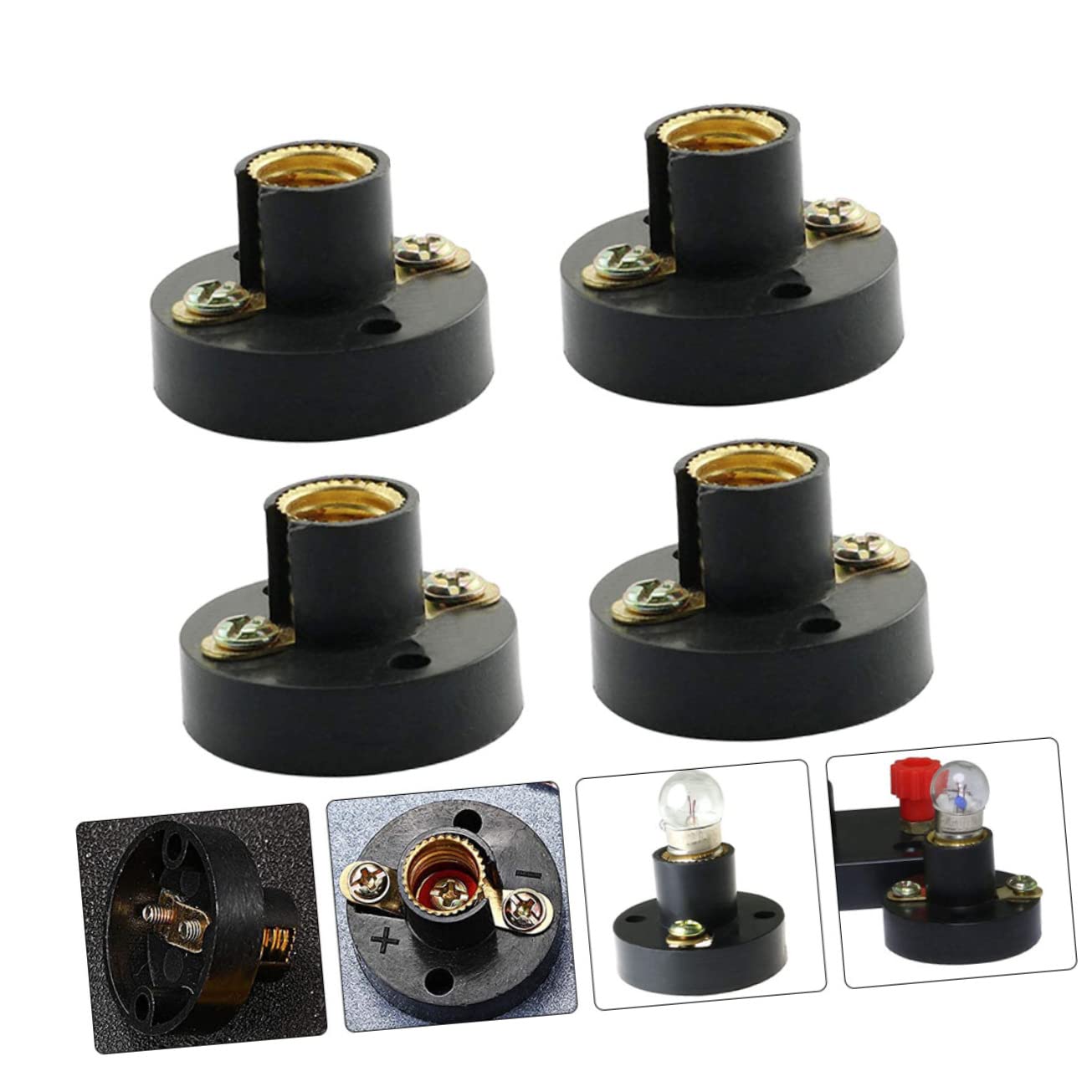 TEHAUX 5pcs Screw Lamp Holder for Physics Experiments Electrical Laboratory Supplies Teaching Lamp Base Random Colors for School Experiments and Demonstrations