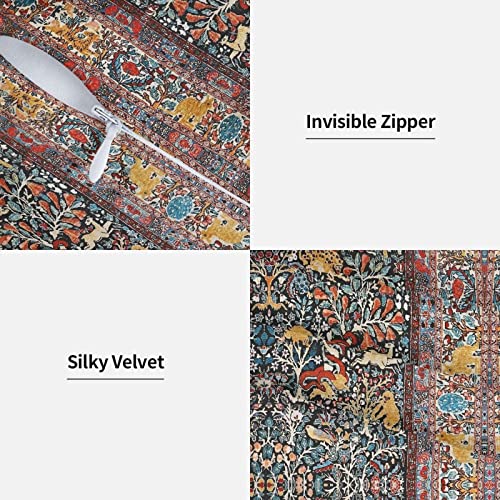 Suguru Antique Persian Carpet 5 Throw Pillow Cover Soft Velvet Decorative Throw Pillowcases Cushion Case For Home Decor Living Room Bed Couch Car 18X18 Inch (10452) #TOP2