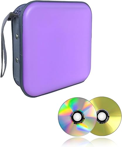 Miniatura 7 de Augeny Estuche portátil para CD de capacidad para 48 unidades, soporte portátil de plástico duro para DVD, carpeta de almacenamiento de discos para