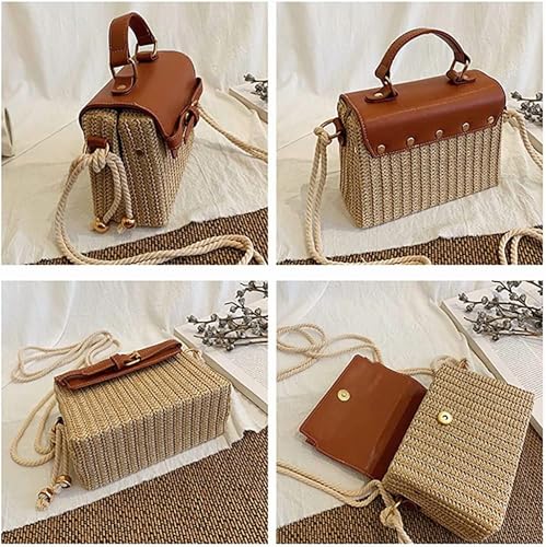Bolso tote casual de playa tejido en paja miniatura 5
