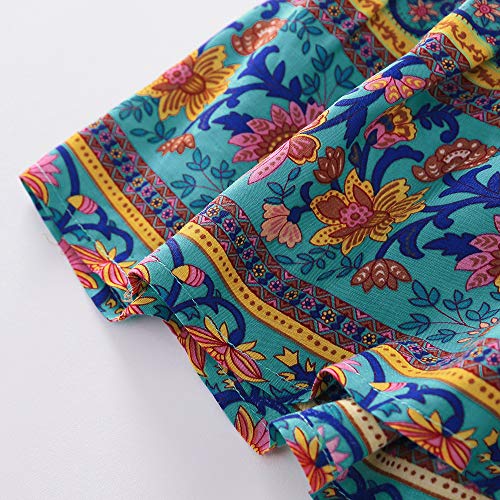 PopReal Mommy and Me Dresses Boho Casual Maxi Dress Summer Short Dress V Neck Wrap Floral Print Short Sleeve4